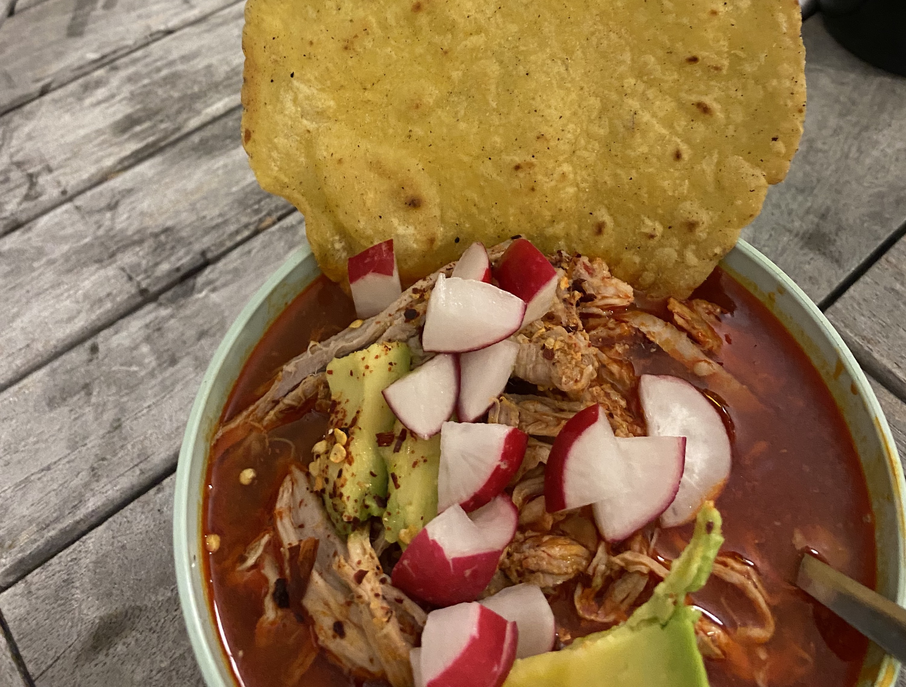 Oscar's Mexican stew, or pozole.