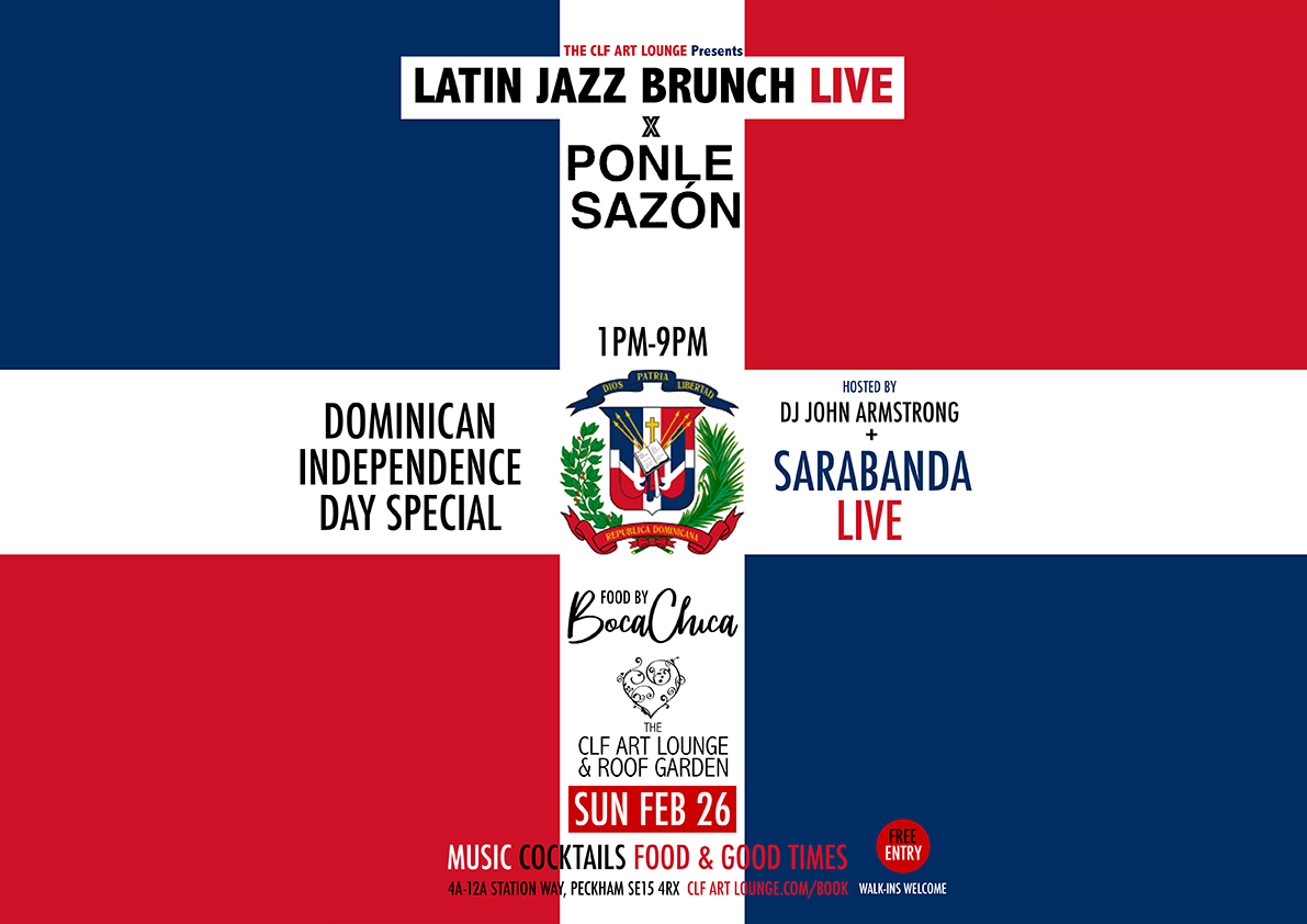LATIN JAZZ BRUNCH LIVE joins forces with PONLE SAZON to celebrate the Incoming Dominican Independence day in fine food party stylee.