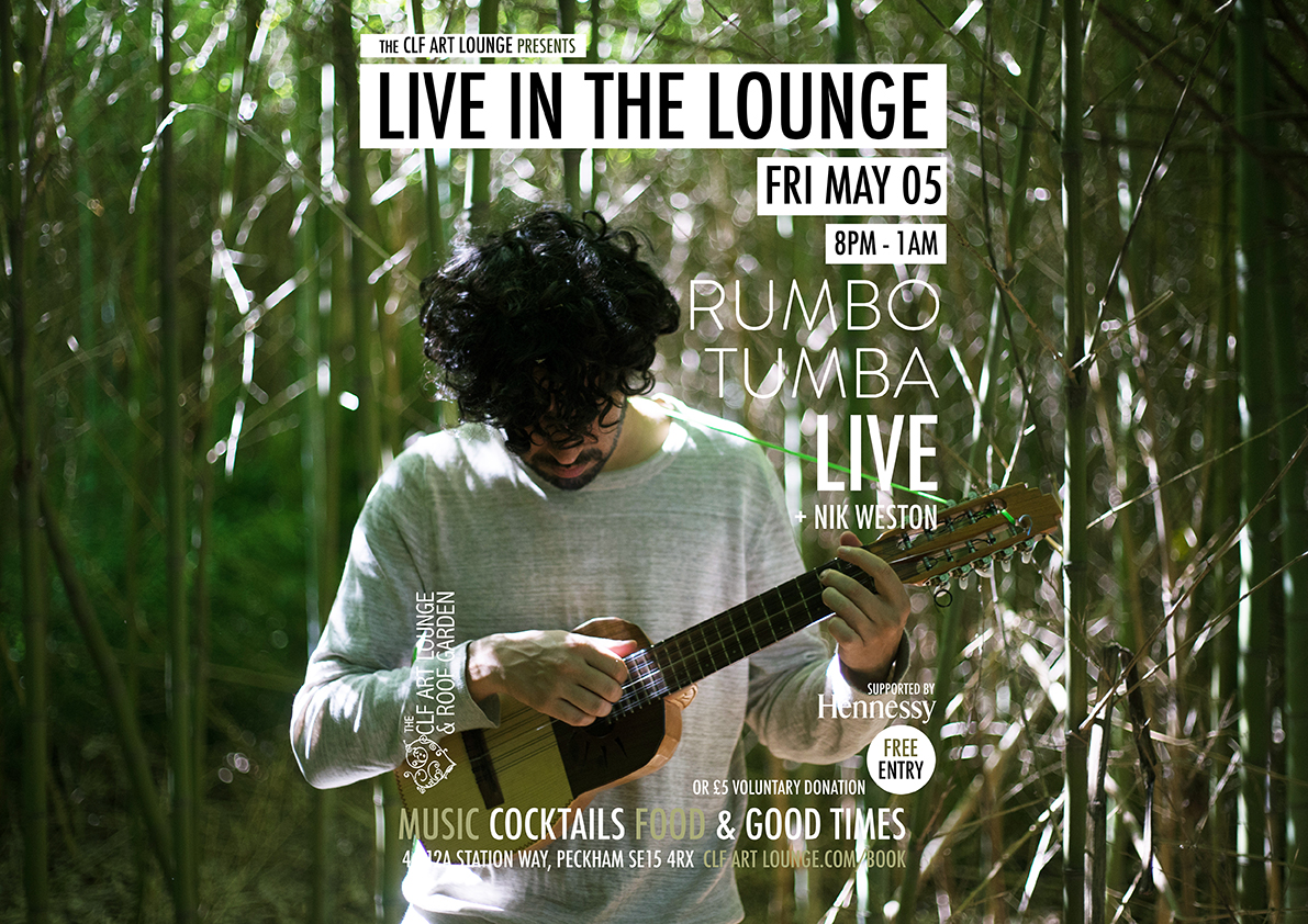 Live In The Lounge gets positively globalistic as we enter the inspired, diverse audio soundtrack of South America and come out at the very top, with one man orchestra Rumbo Tumba (Live), Free Entry!