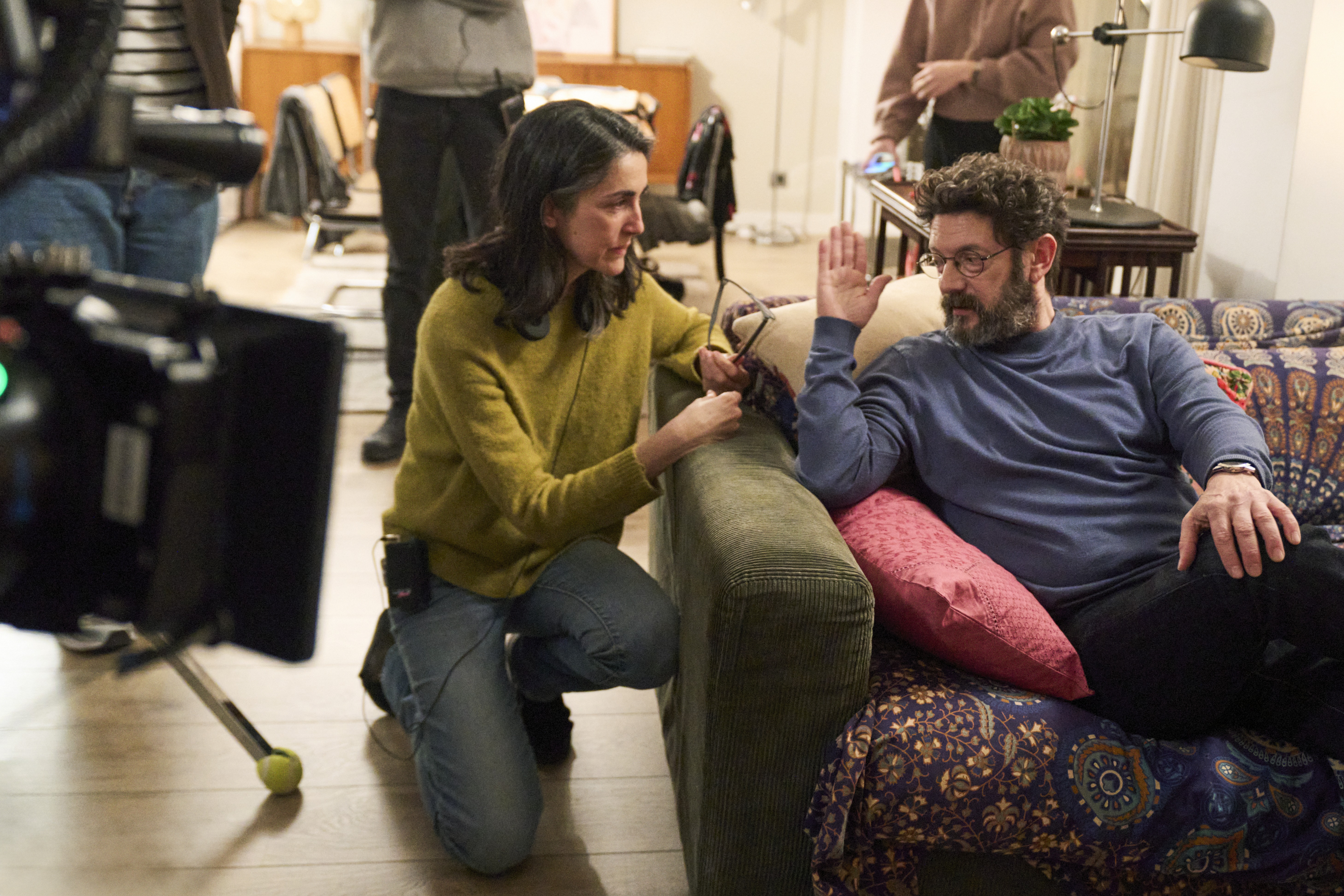Avelina Prat with Manolo Solo filming