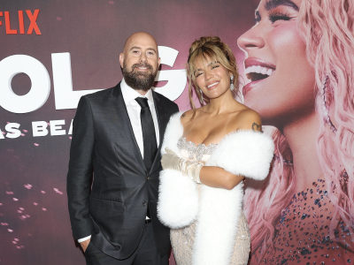 Mecky Creus and Karol G at the 'Mañana Fue Bonito' premiere.