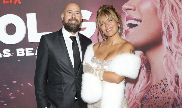 Mecky Creus and Karol G at the 'Mañana Fue Bonito' premiere.
